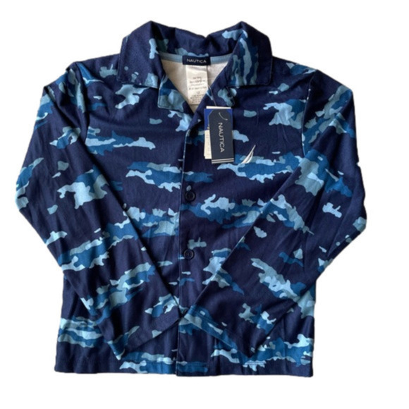 Nautica Navy Blue Long Sleeve Sleep Shirt Size 12 - Picture 3 of 10